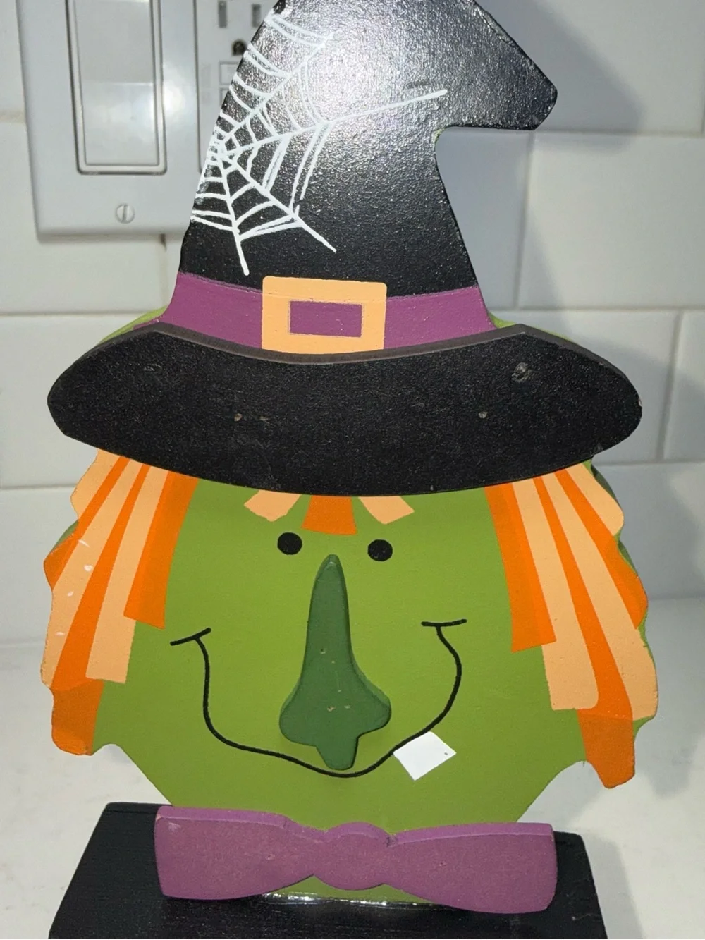 Halloween Witch Countdown Block Decor - Green